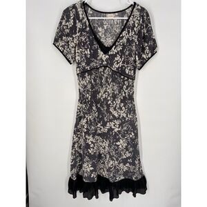 Viola Y2K Indie Dark Floral Babydoll Dress Wool Silk Boho Sz S Romantic Feminine